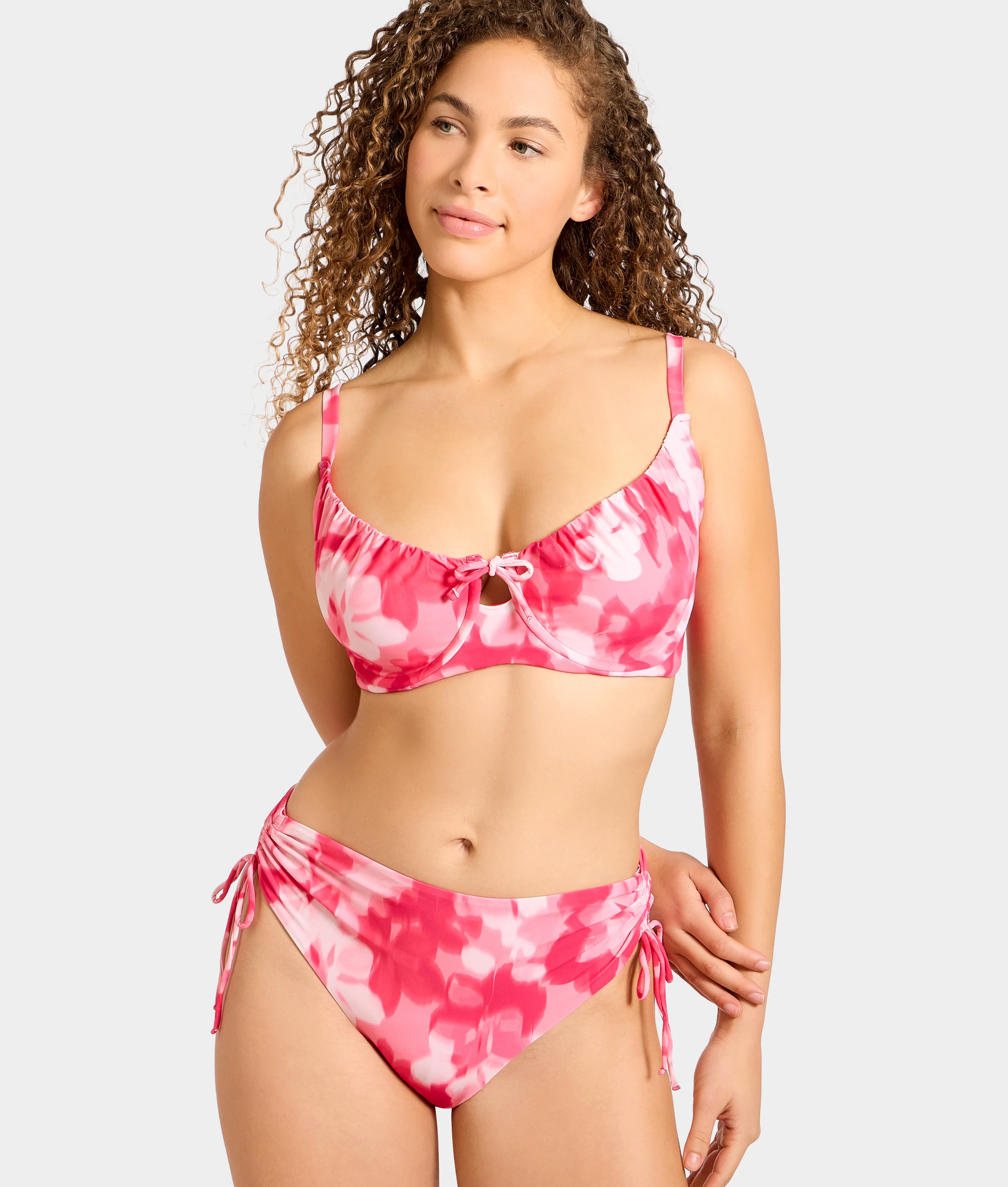 Adjustable Side Shirring High-Waist Bikini Bottom - Image 13