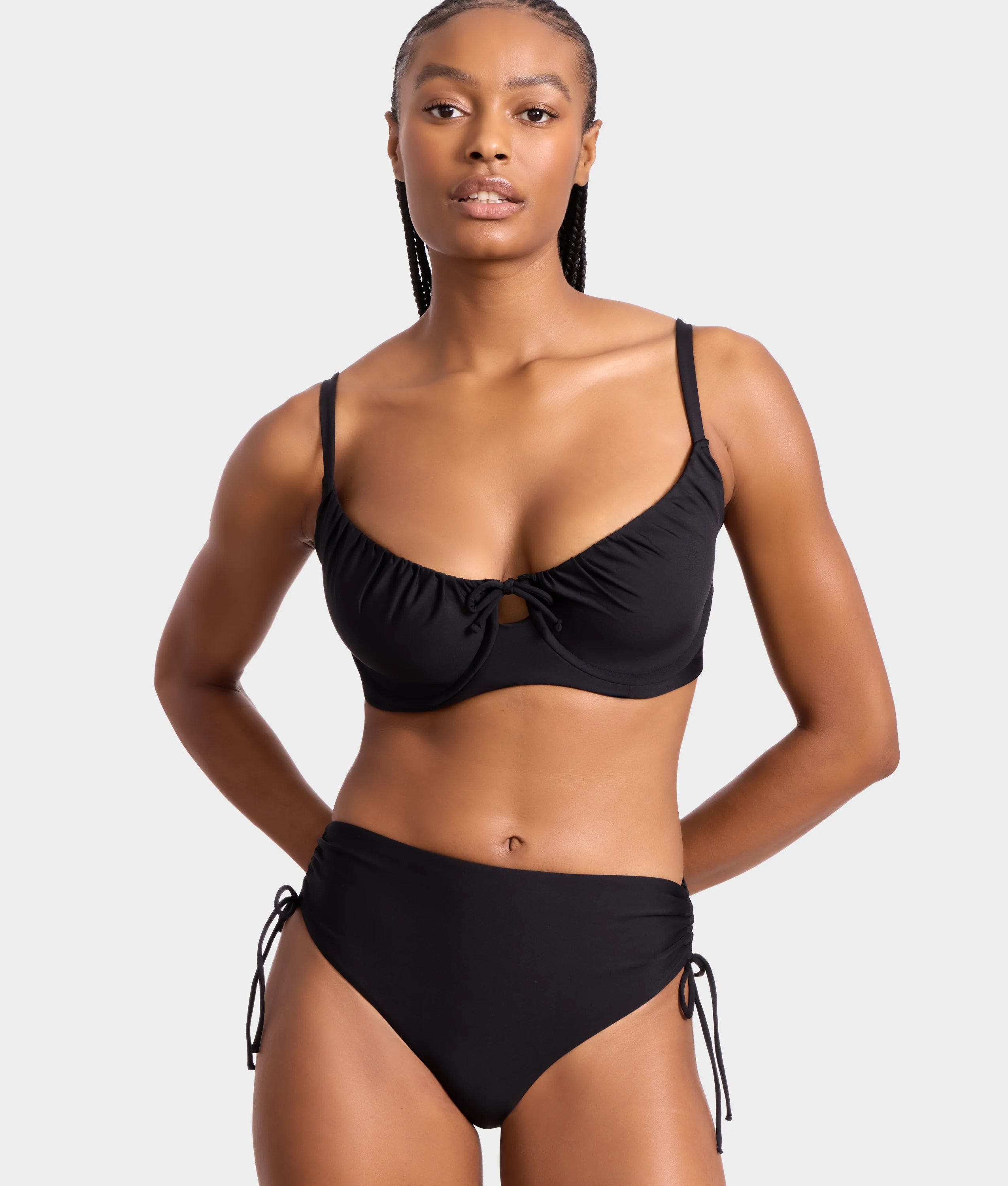 Adjustable Side Shirring High-Waist Bikini Bottom - Image 5