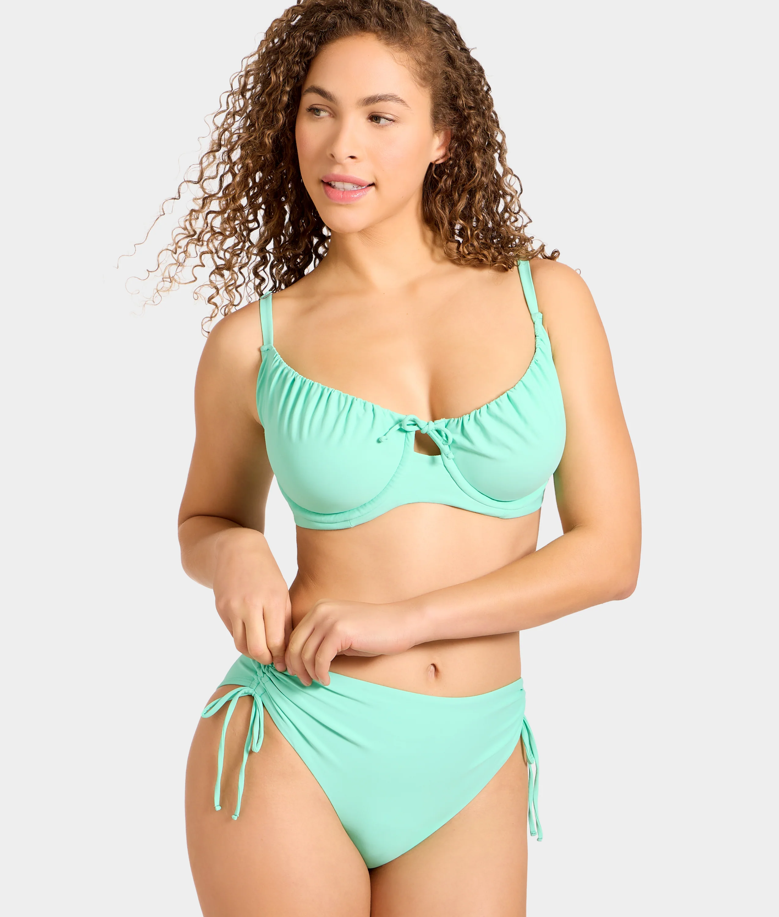 Adjustable Side Shirring High-Waist Bikini Bottom - Image 9