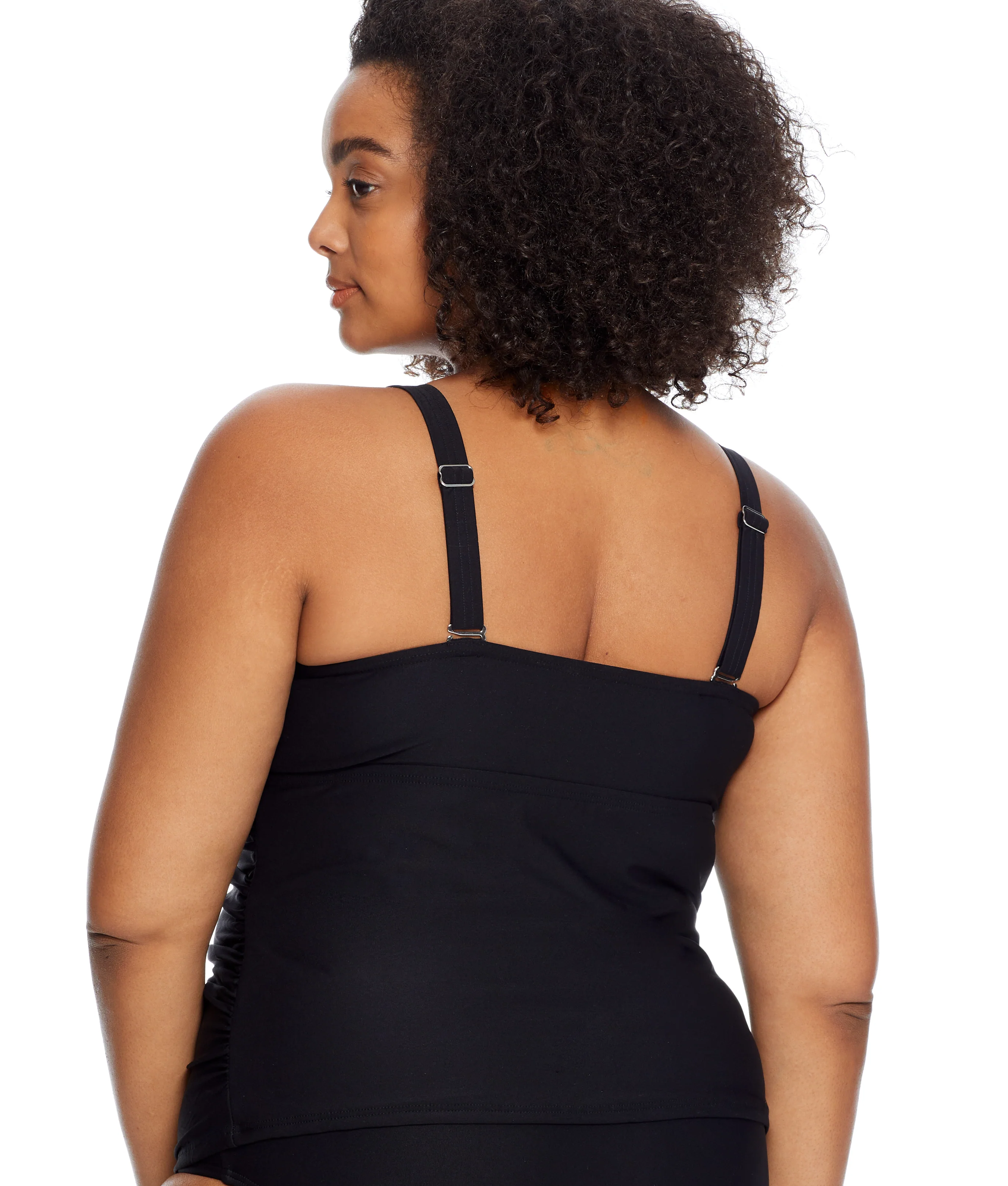 Plus Size Eco Onyx Shirred Underwire Tankini Top - Image 3