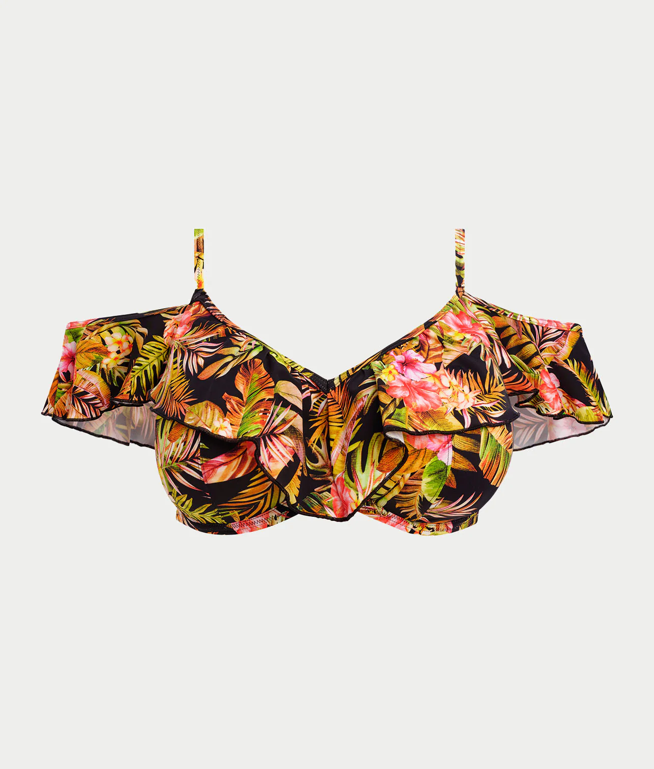 Plus Size Tiger Valley Ruffle Underwire Bikini Top - Image 4