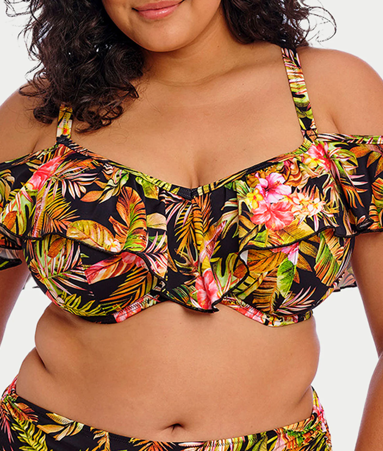 Plus Size Tiger Valley Ruffle Underwire Bikini Top - Image 5