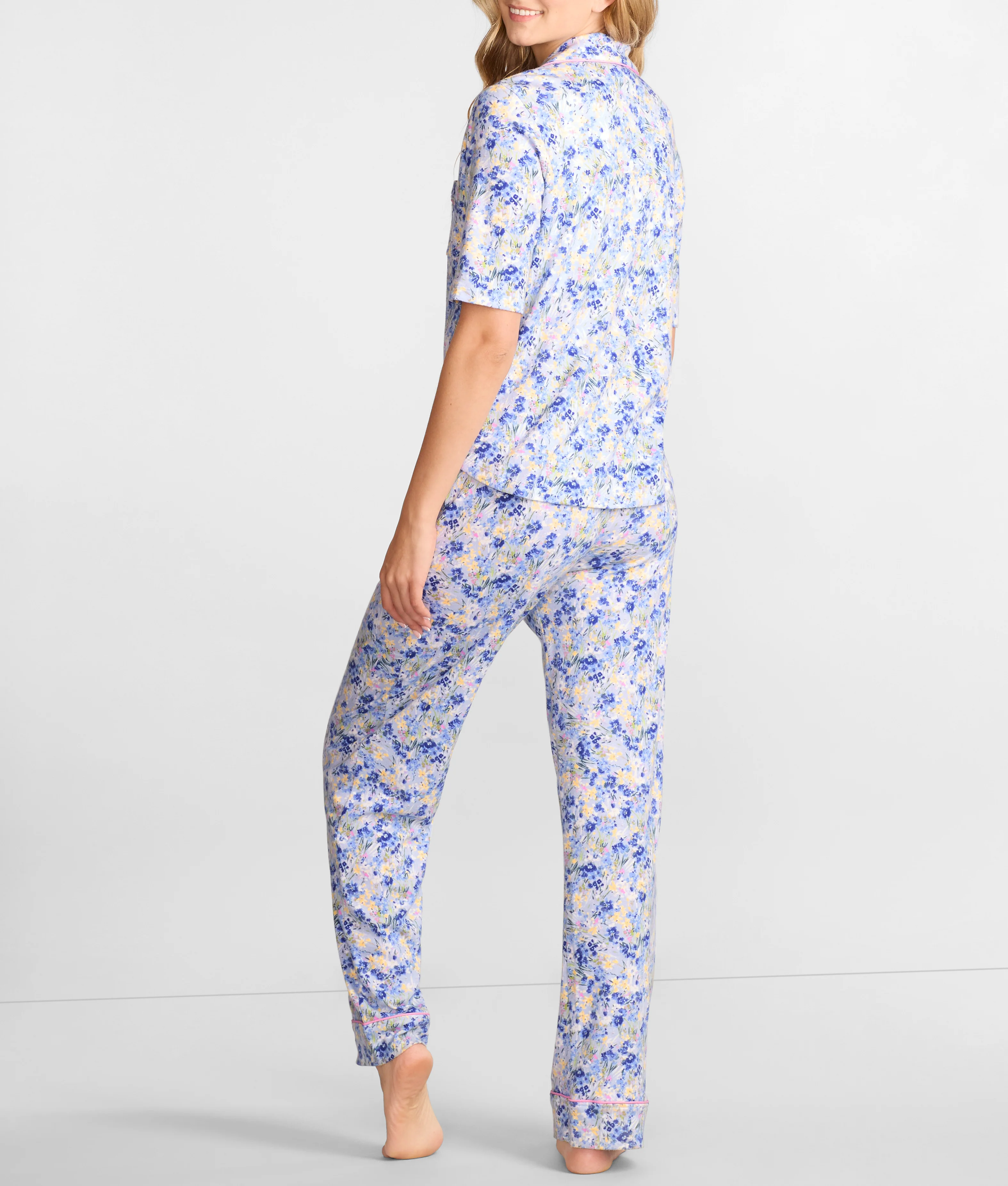 Notch Collar Elbow Sleeve Pajama Set - Image 12