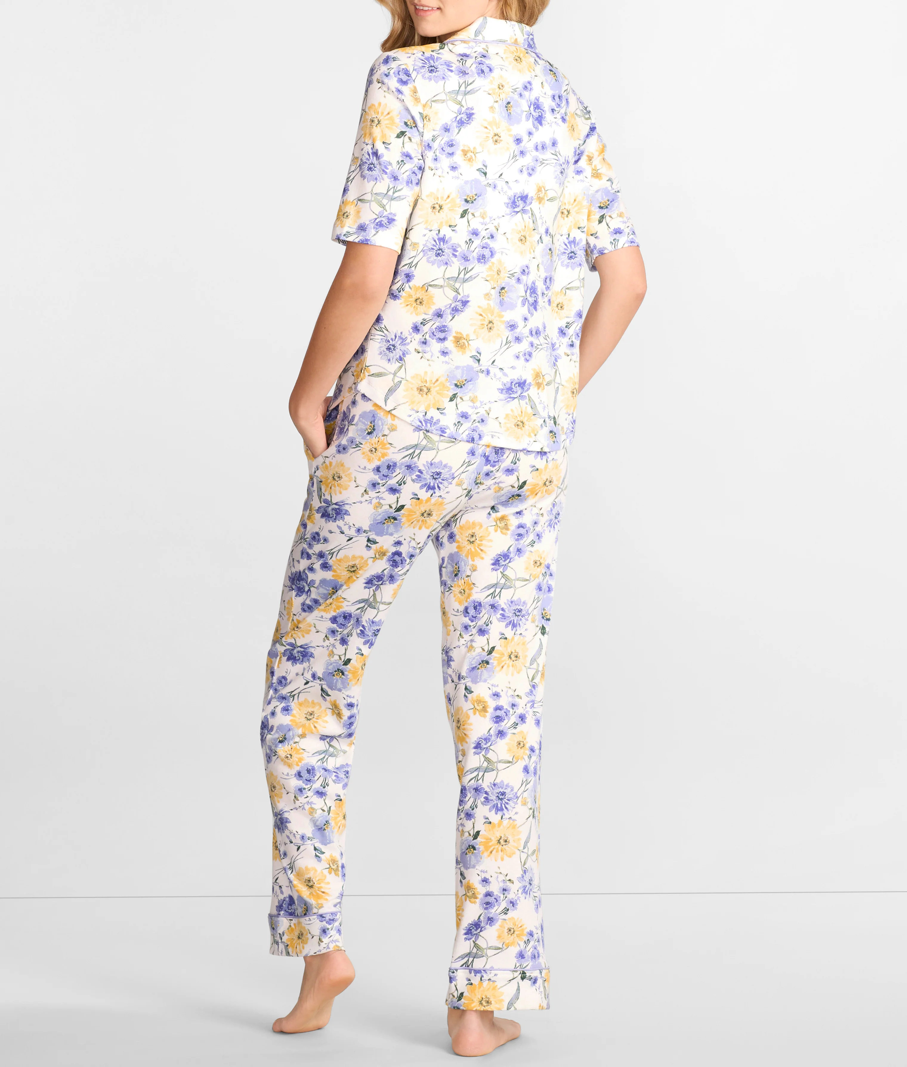 Notch Collar Elbow Sleeve Pajama Set - Image 16