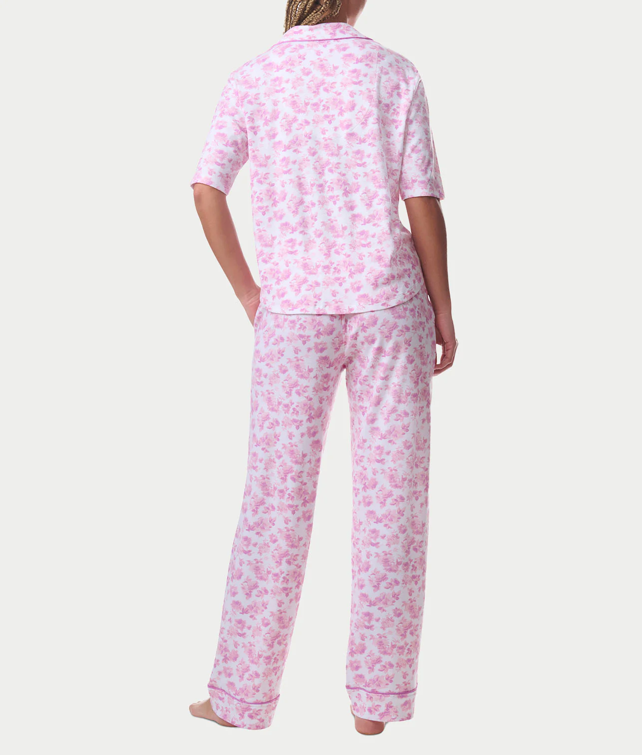 Notch Collar Elbow Sleeve Pajama Set - Image 19