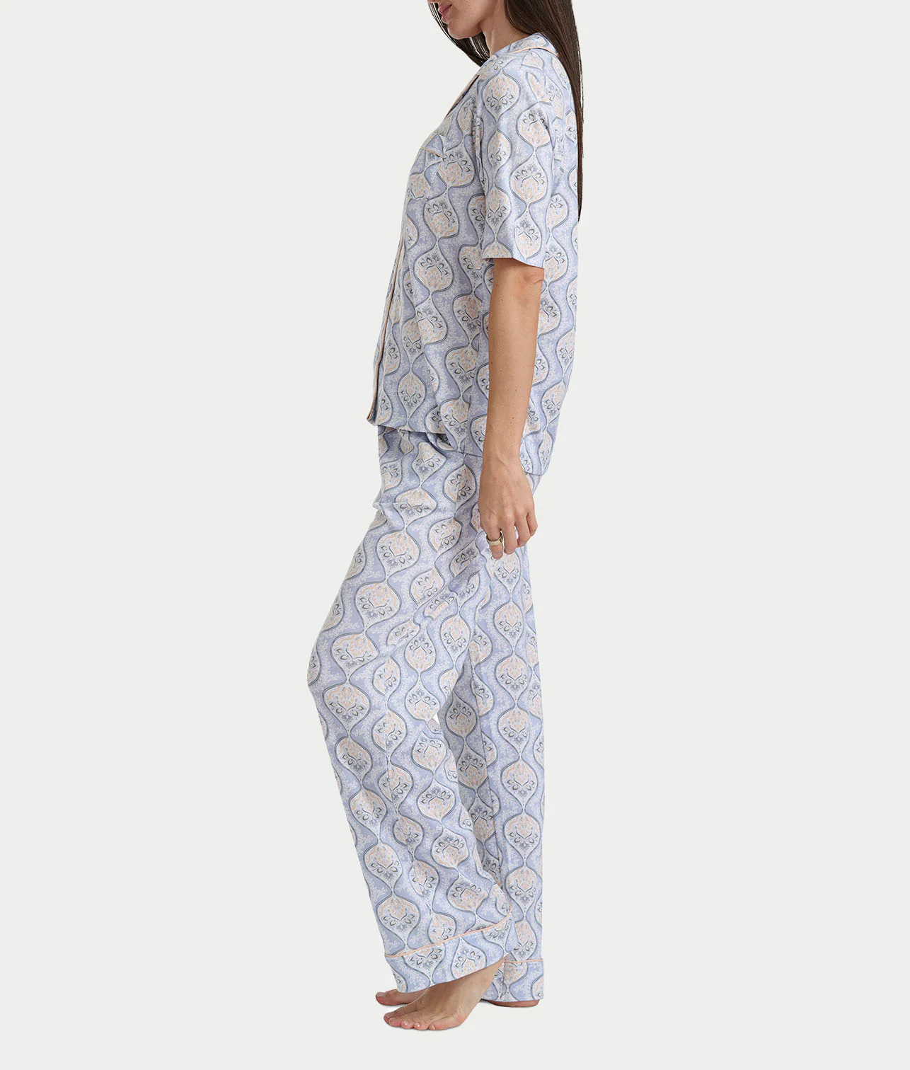 Notch Collar Elbow Sleeve Pajama Set - Image 24