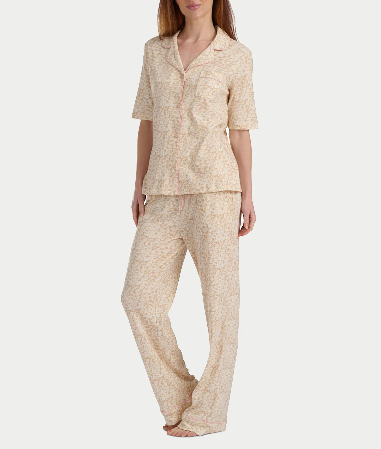 Notch Collar Elbow Sleeve Pajama Set - Image 30
