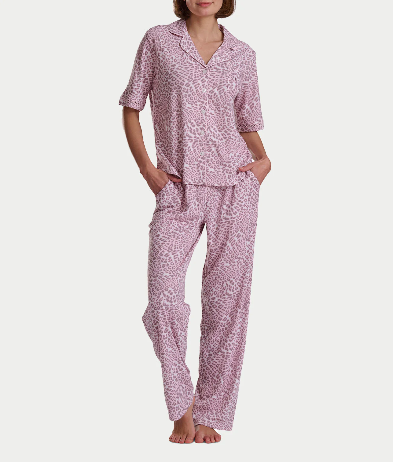 Romantic Fields Notch Collar Pajama Set with Lace - Image 11