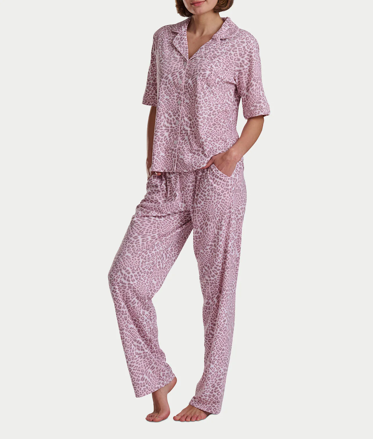 Romantic Fields Notch Collar Pajama Set with Lace - Image 14