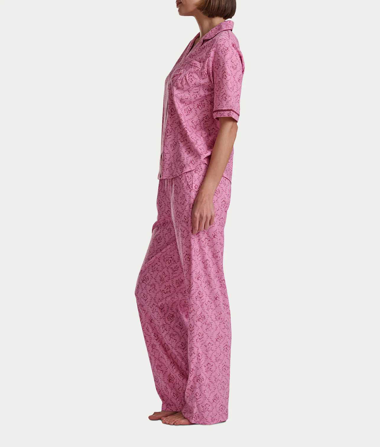 Romantic Fields Notch Collar Pajama Set with Lace - Image 3