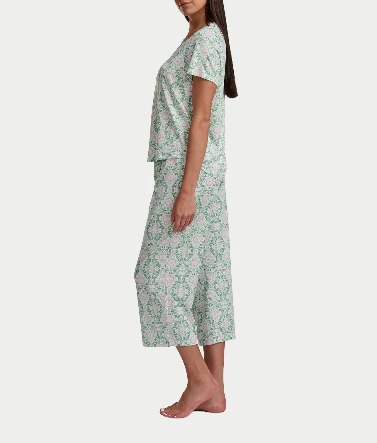 KN Cool Scoop Neck Tee Knit Capri Pajama Set - Image 3