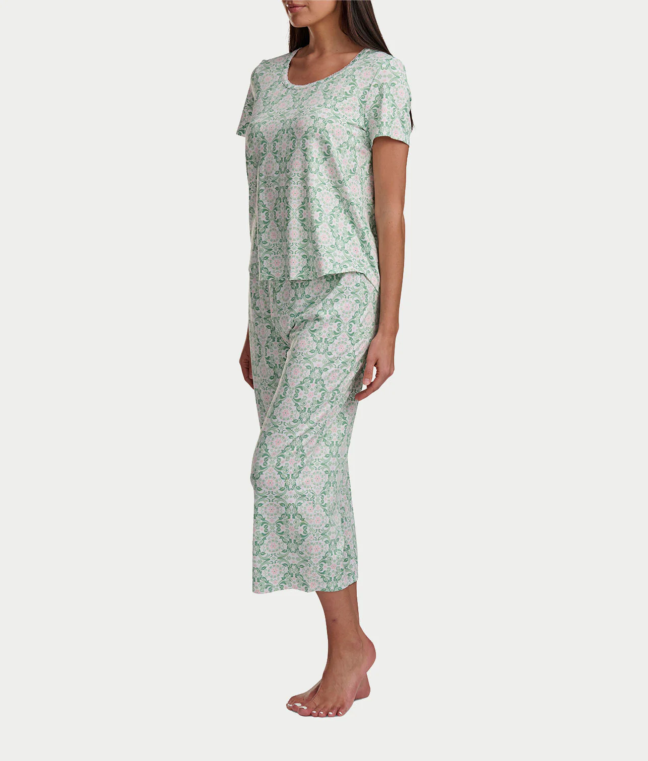 KN Cool Scoop Neck Tee Knit Capri Pajama Set - Image 4