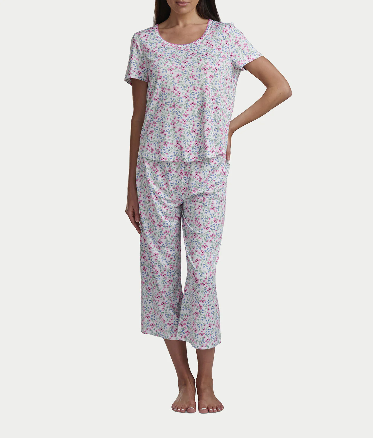 KN Cool Scoop Neck Tee Knit Capri Pajama Set - Image 6