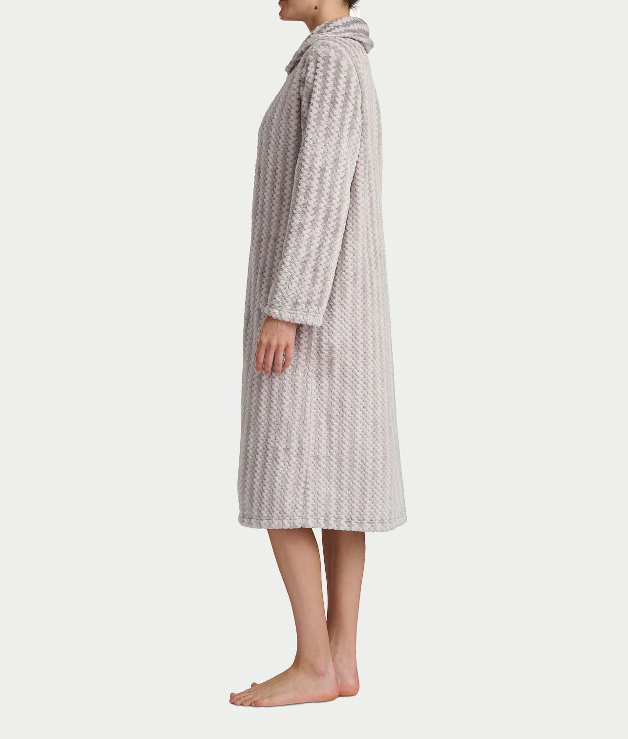 Plush Long Sleeve 47" Shawl Collar Zip Robe - Image 3