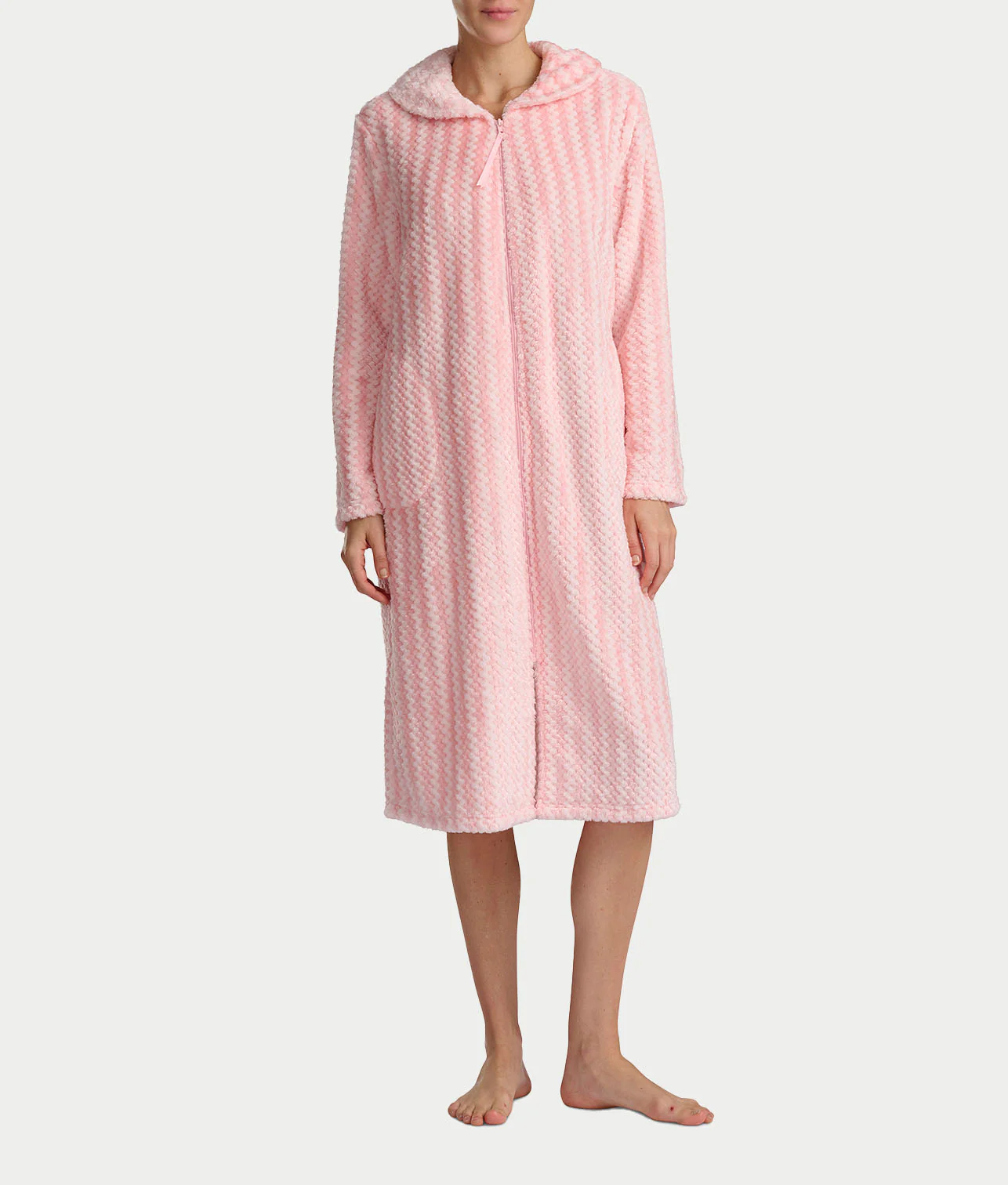 Plush Long Sleeve 47" Shawl Collar Zip Robe - Image 6