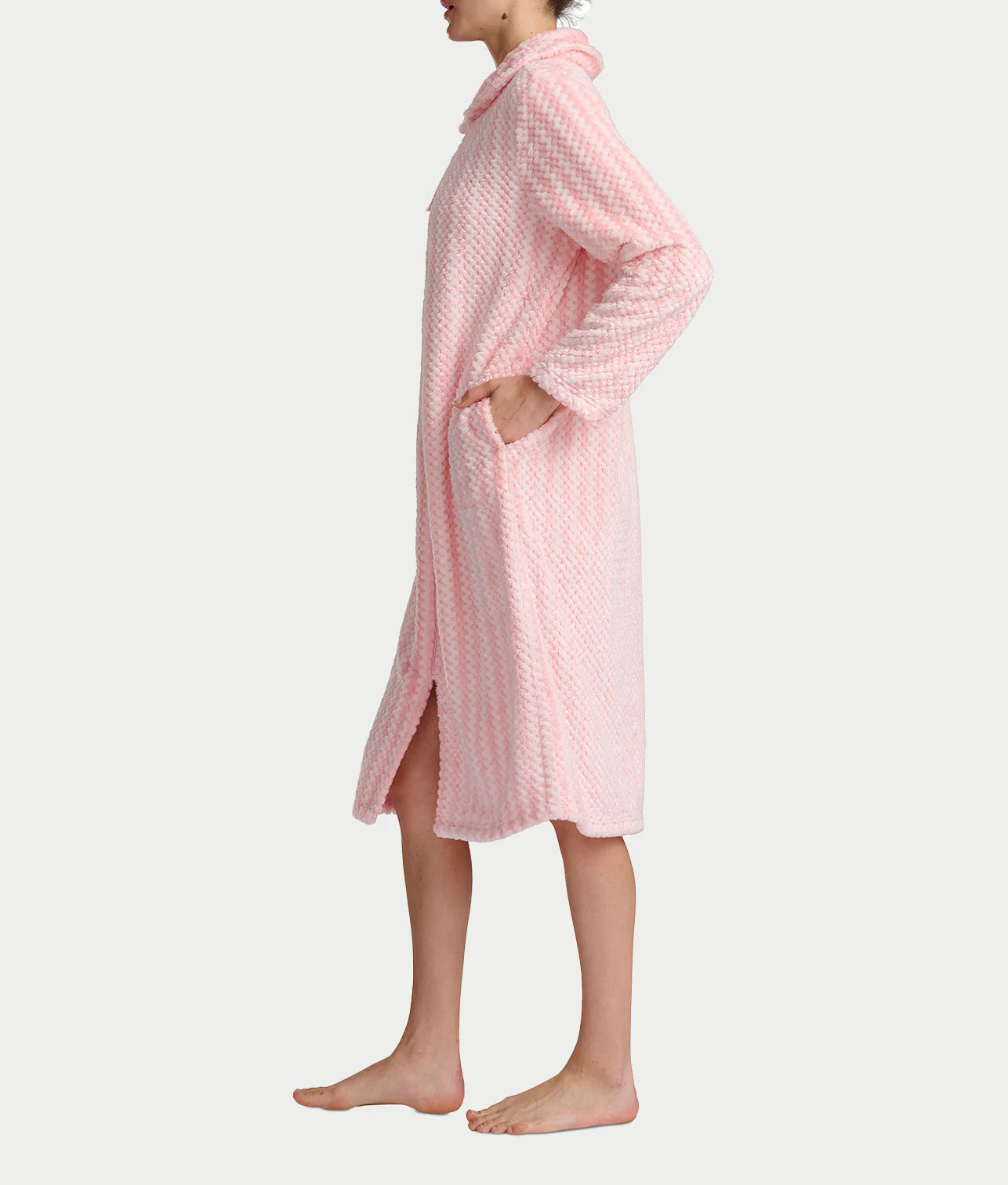 Plush Long Sleeve 47" Shawl Collar Zip Robe - Image 8