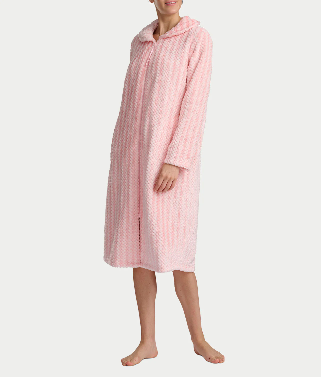 Plush Long Sleeve 47" Shawl Collar Zip Robe - Image 9