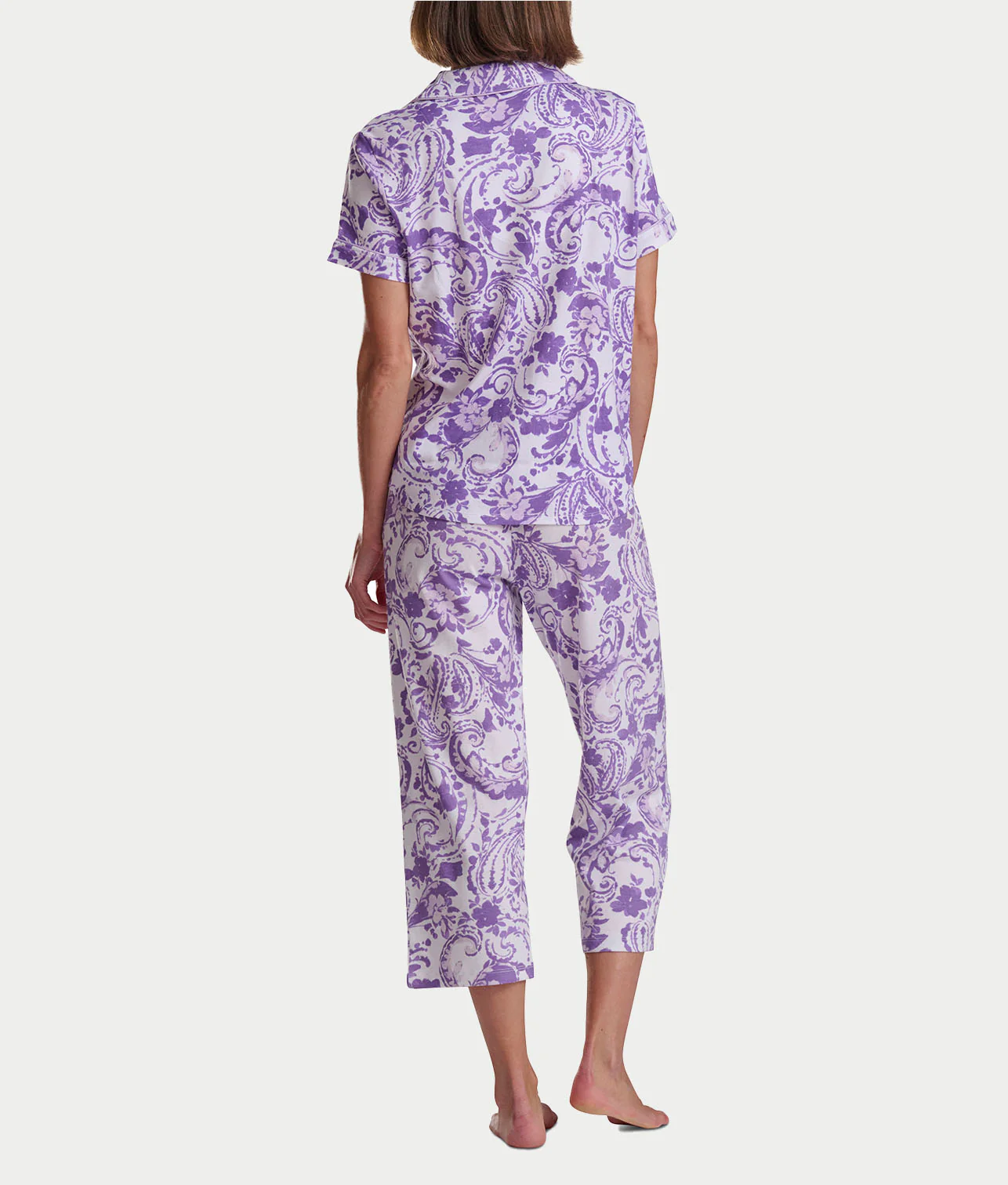 Paisley Fusion Girlfriend Knit Capri Pajama Set With Satin - Image 2