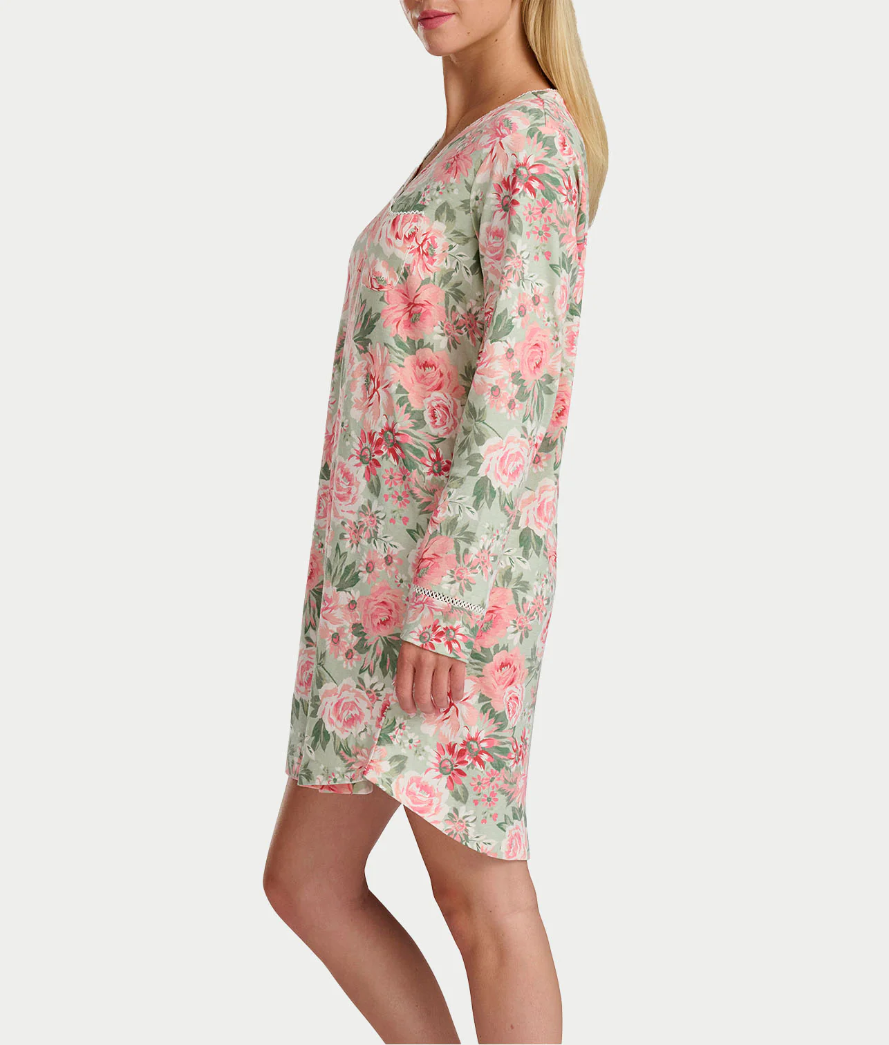 Vintage Dreams Henley Sleep Shirt With Picot Trim - Image 3