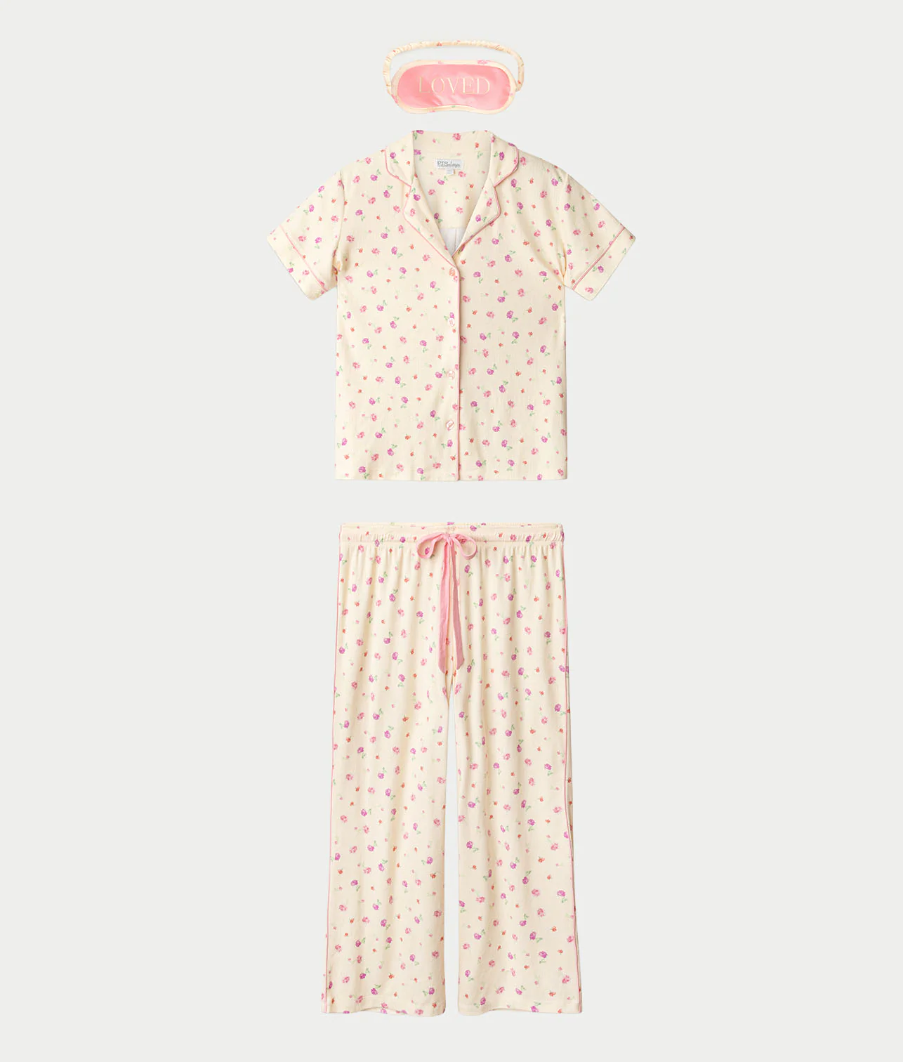For The Mamas Butter Blooms Cropped Knit 3-Piece Pajama Set - Image 5