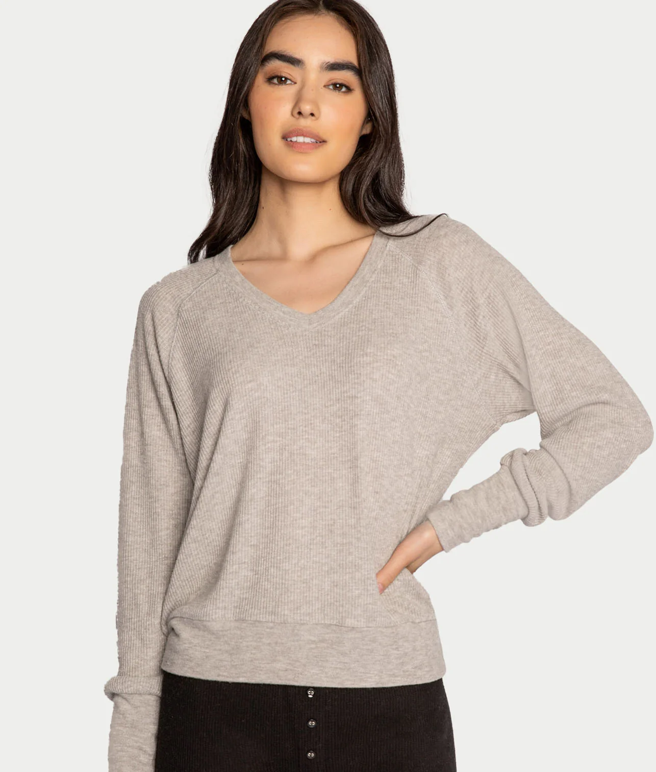 Textured Essentials Ribbed Long Sleeve Knit Top - Image 10