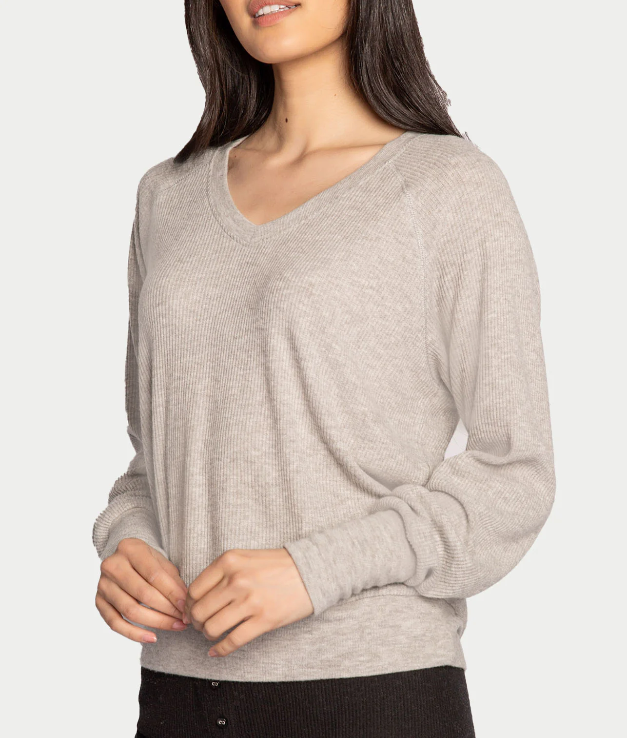 Textured Essentials Ribbed Long Sleeve Knit Top - Image 12