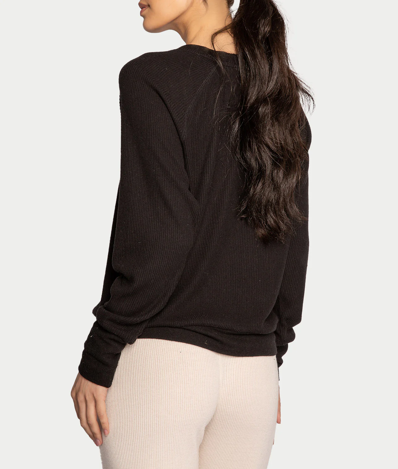 Textured Essentials Ribbed Long Sleeve Knit Top - Image 7