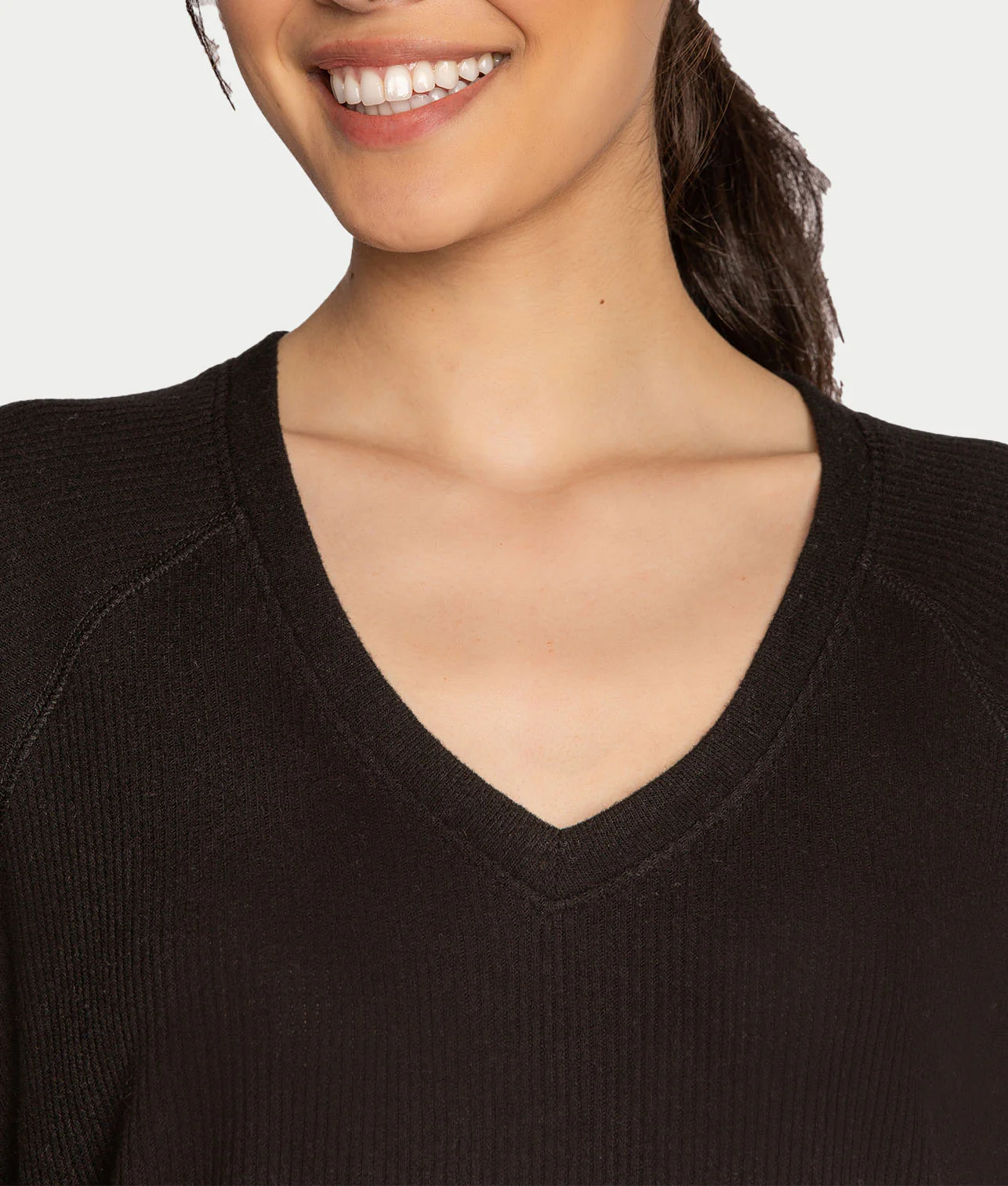 Textured Essentials Ribbed Long Sleeve Knit Top - Image 8