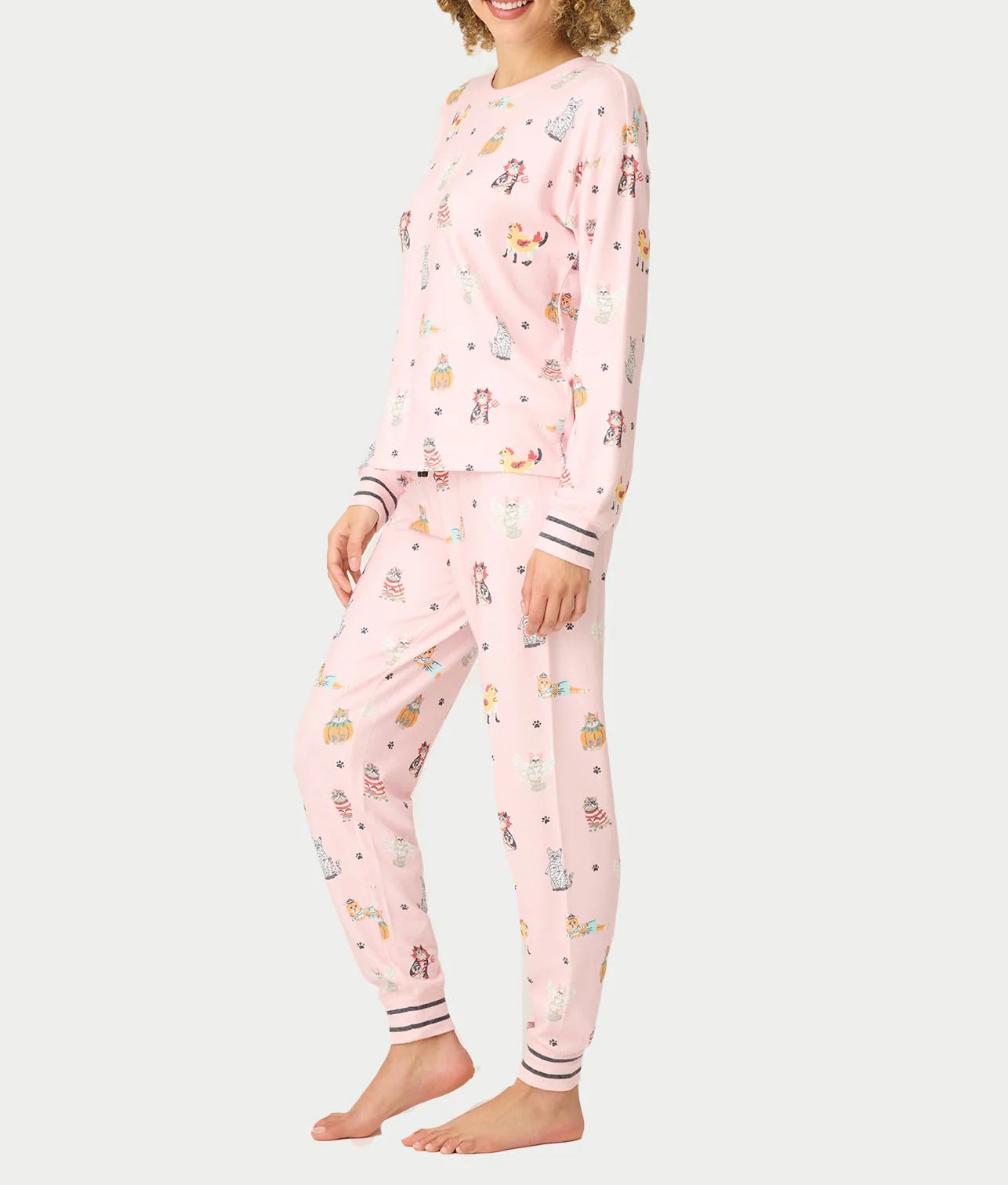 Feline Spooky Halloween Cat Knit Pajama Set - Image 3