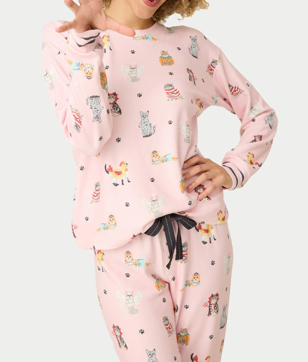 Feline Spooky Halloween Cat Knit Pajama Set - Image 4