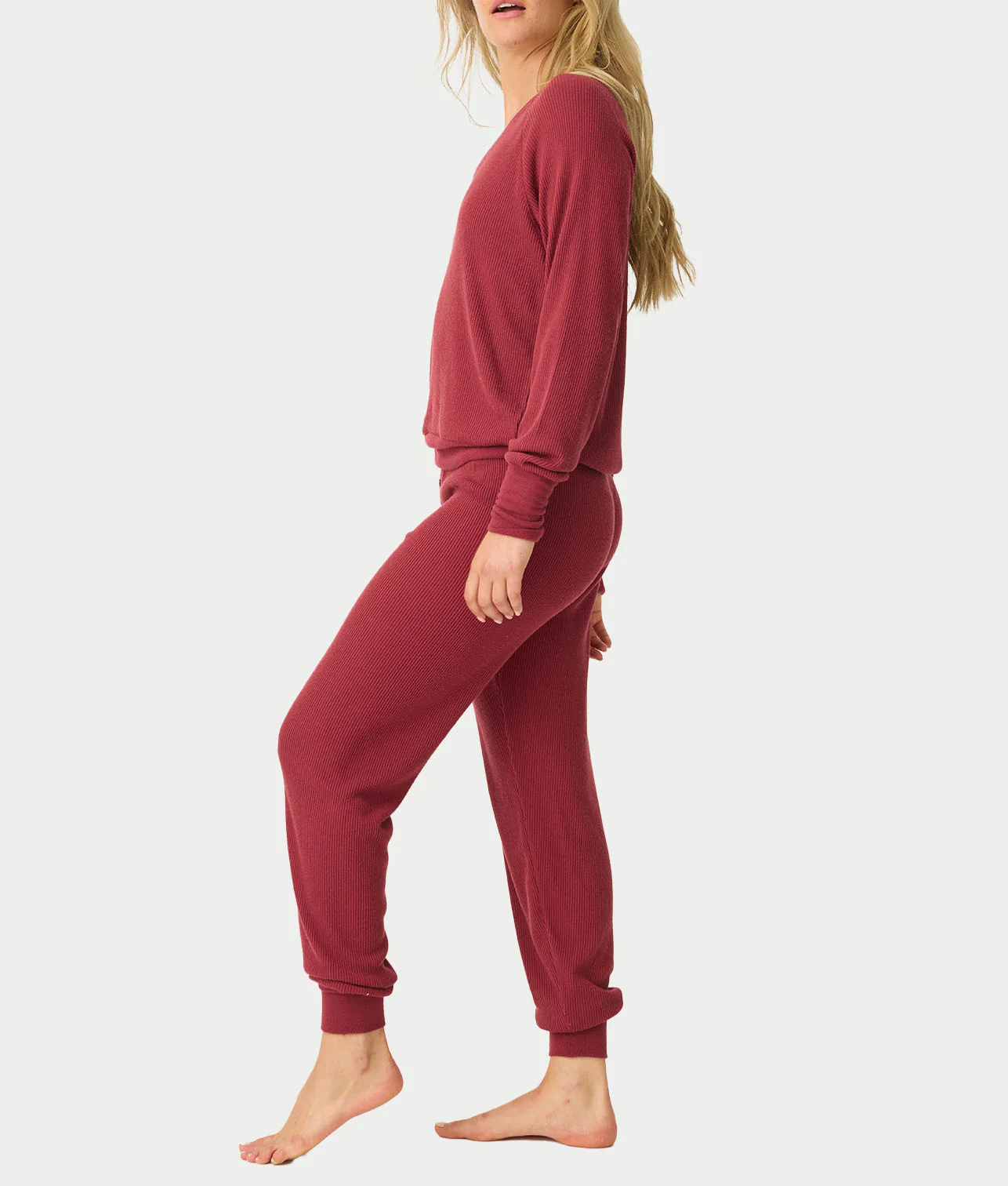 Textured Essentials Long Sleeve Knit Pajama Set - Image 3