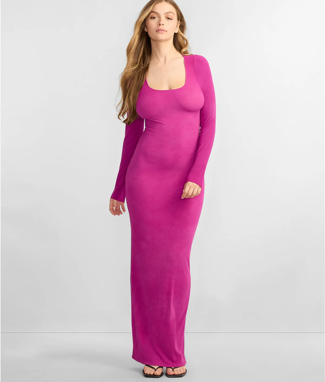 Ribbed Knit Tie-Back Lounge Dress - Image 2