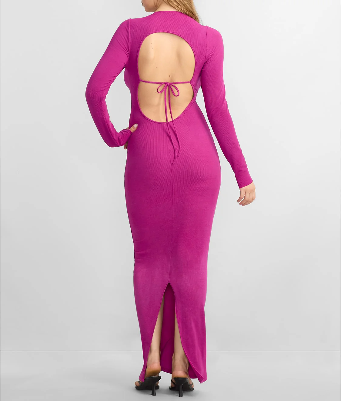 Ribbed Knit Tie-Back Lounge Dress - Image 3