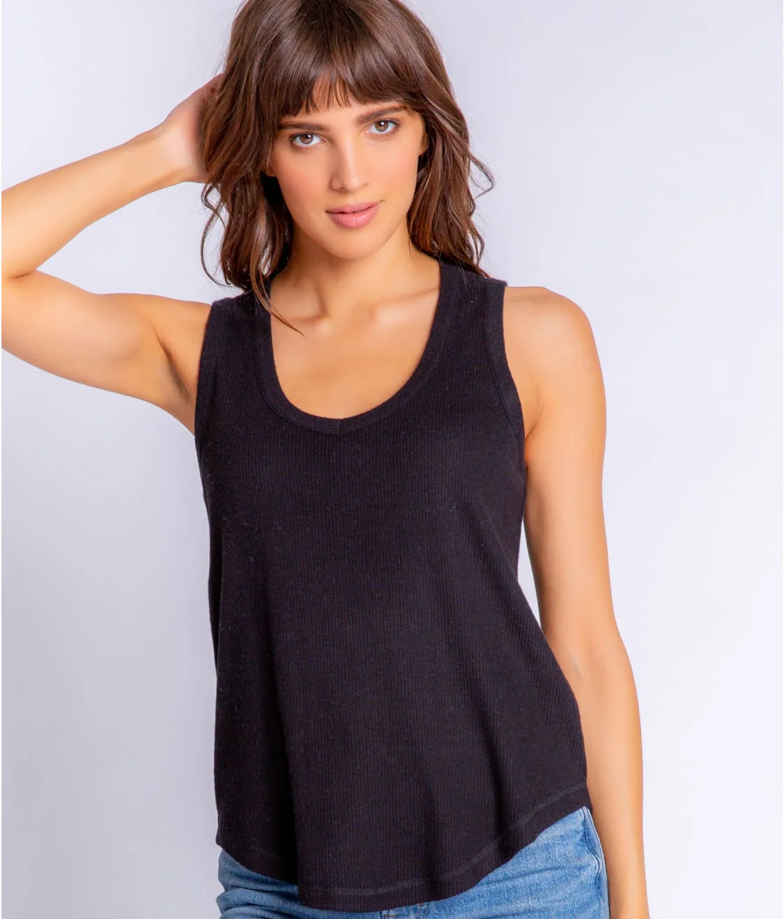 Textured Essentials V-Neck Ribbed Knit Tank - Image 4