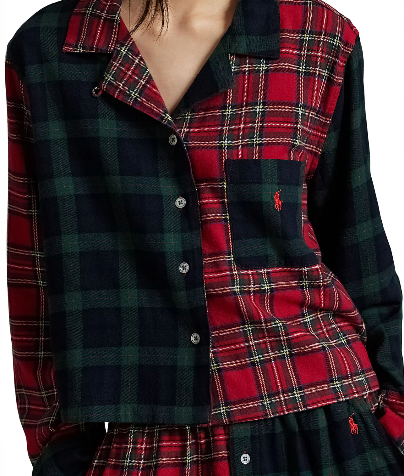Crop & Boxer Plaid Woven Pajama Set - Image 3