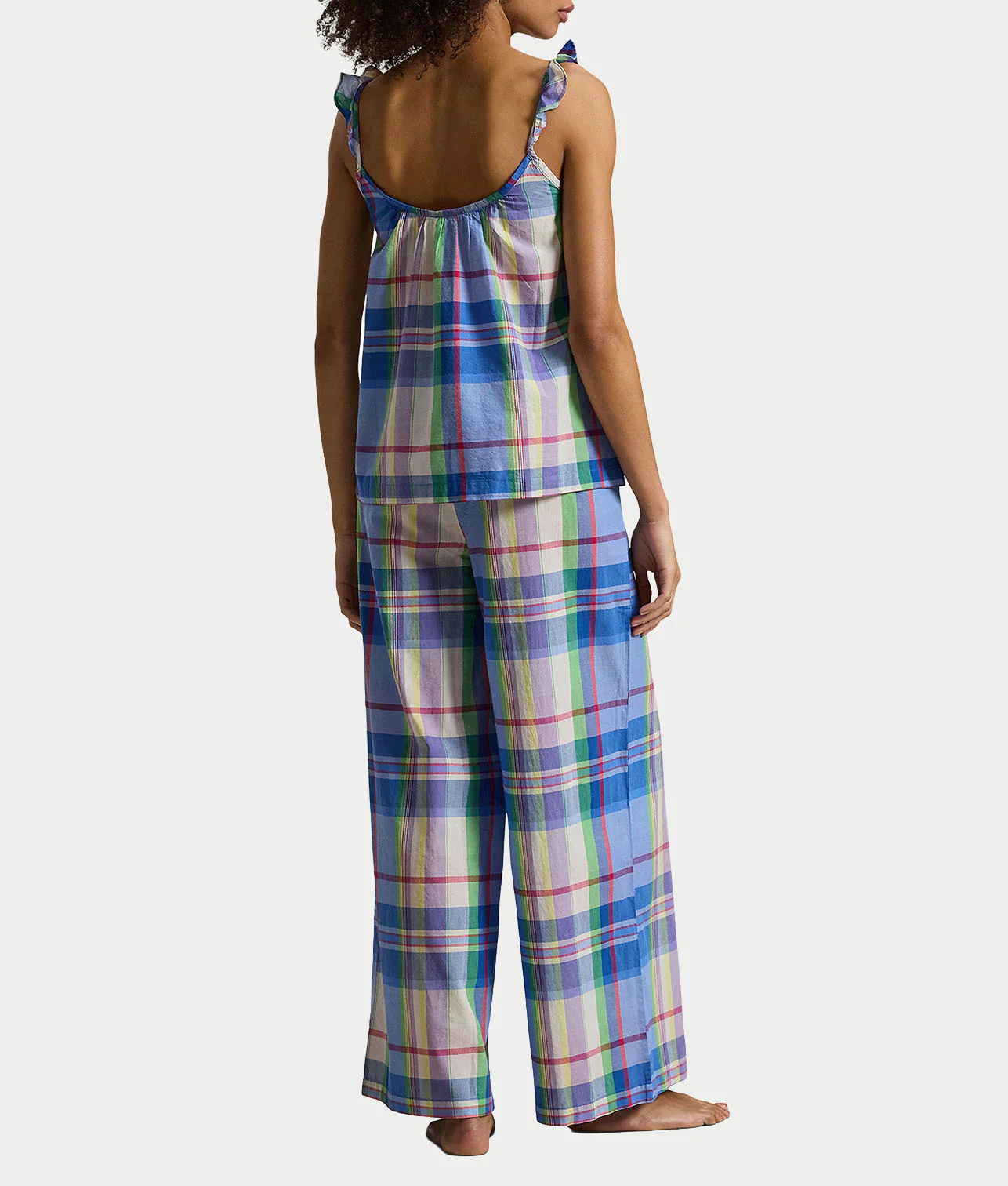 Madras Plaid Ruffle Cami Woven Pajama Set - Image 3