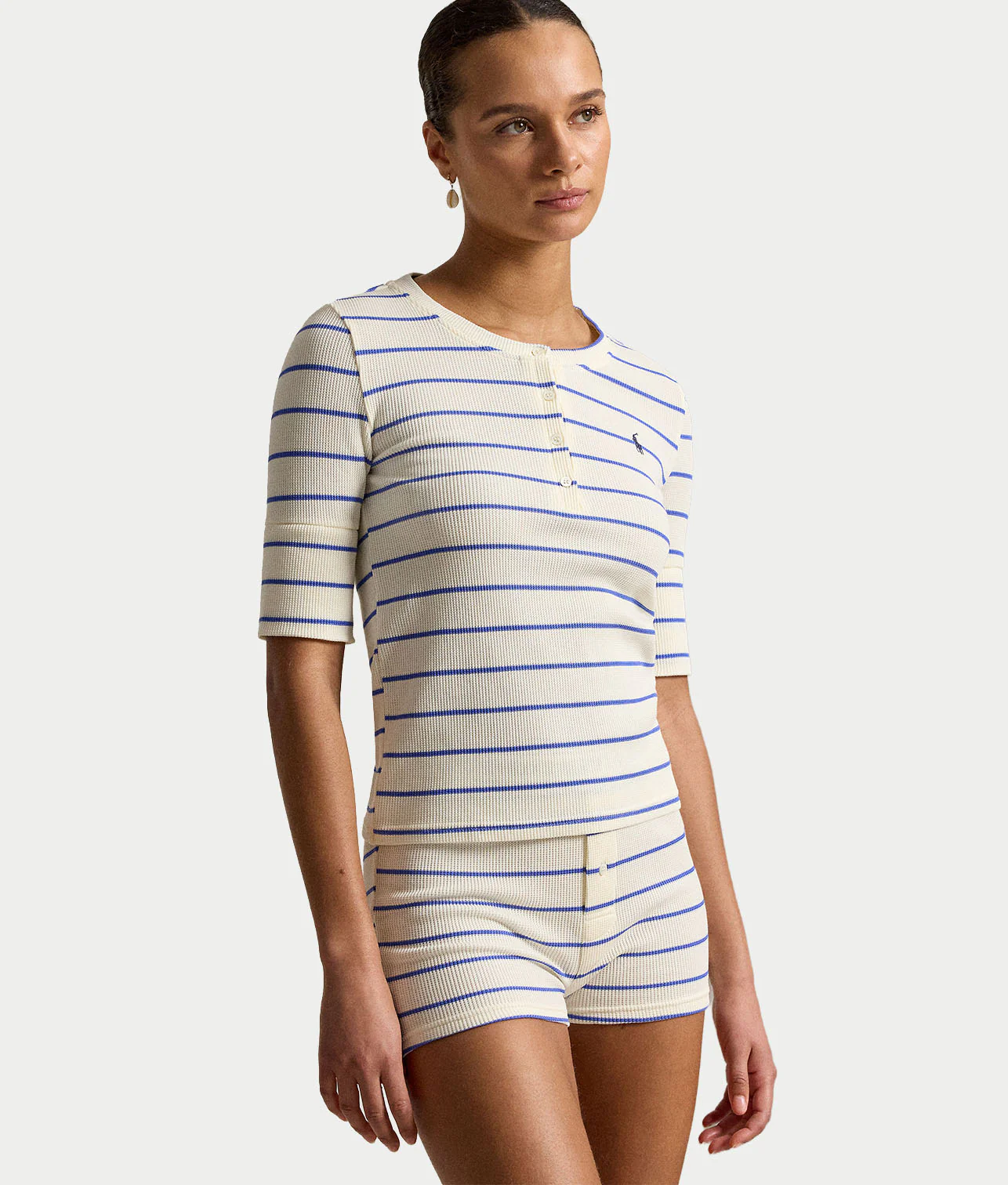 Waffle Knit Henley Shorts Set - Image 4