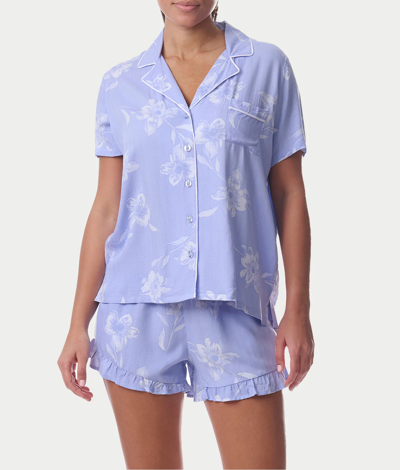 Notch Collar Woven Shorts Set - Image 10