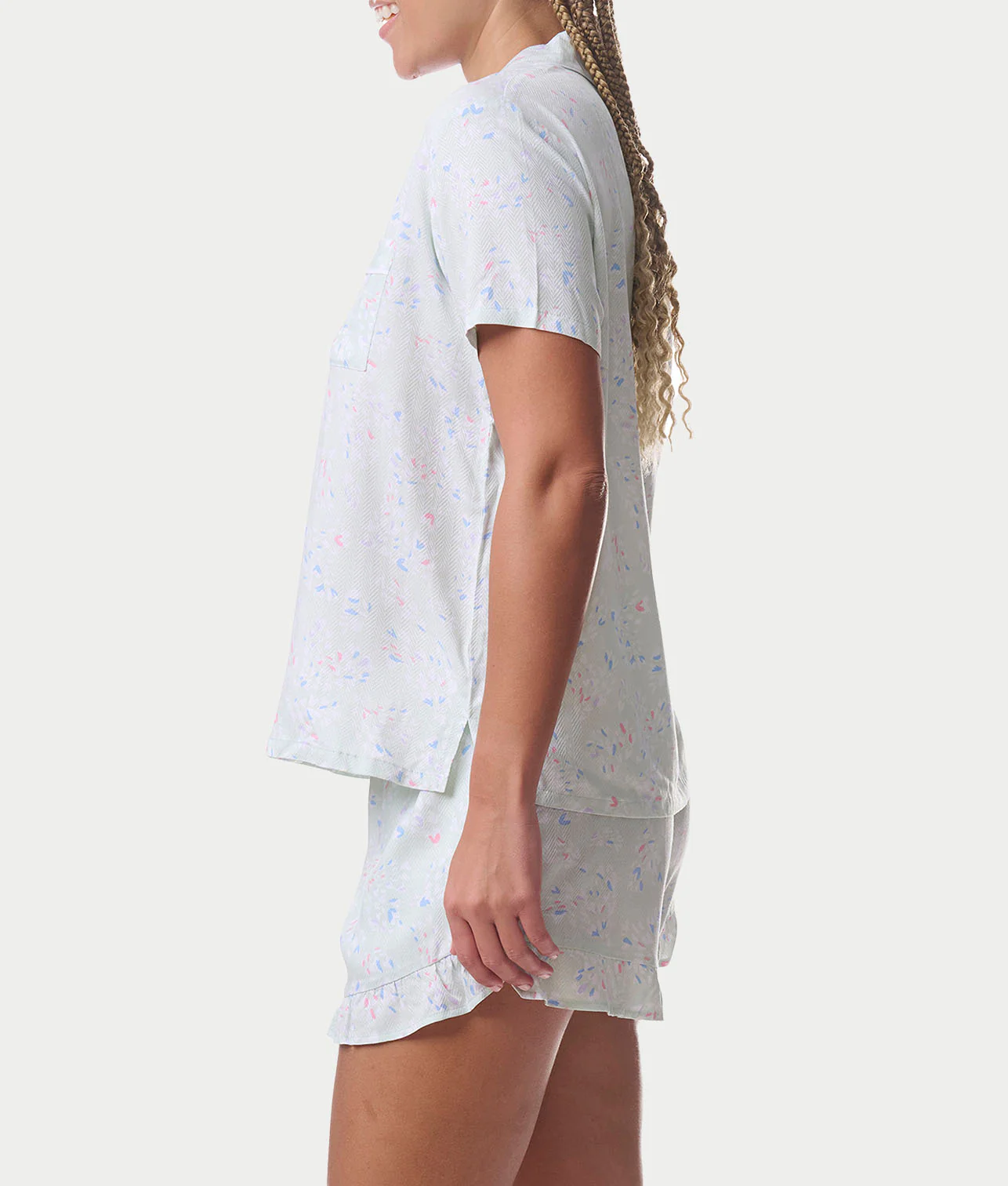 Notch Collar Woven Shorts Set - Image 3