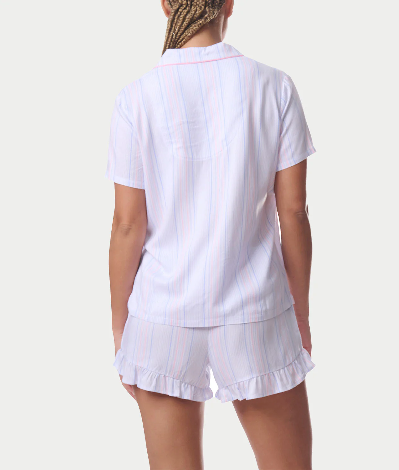 Notch Collar Woven Shorts Set - Image 7