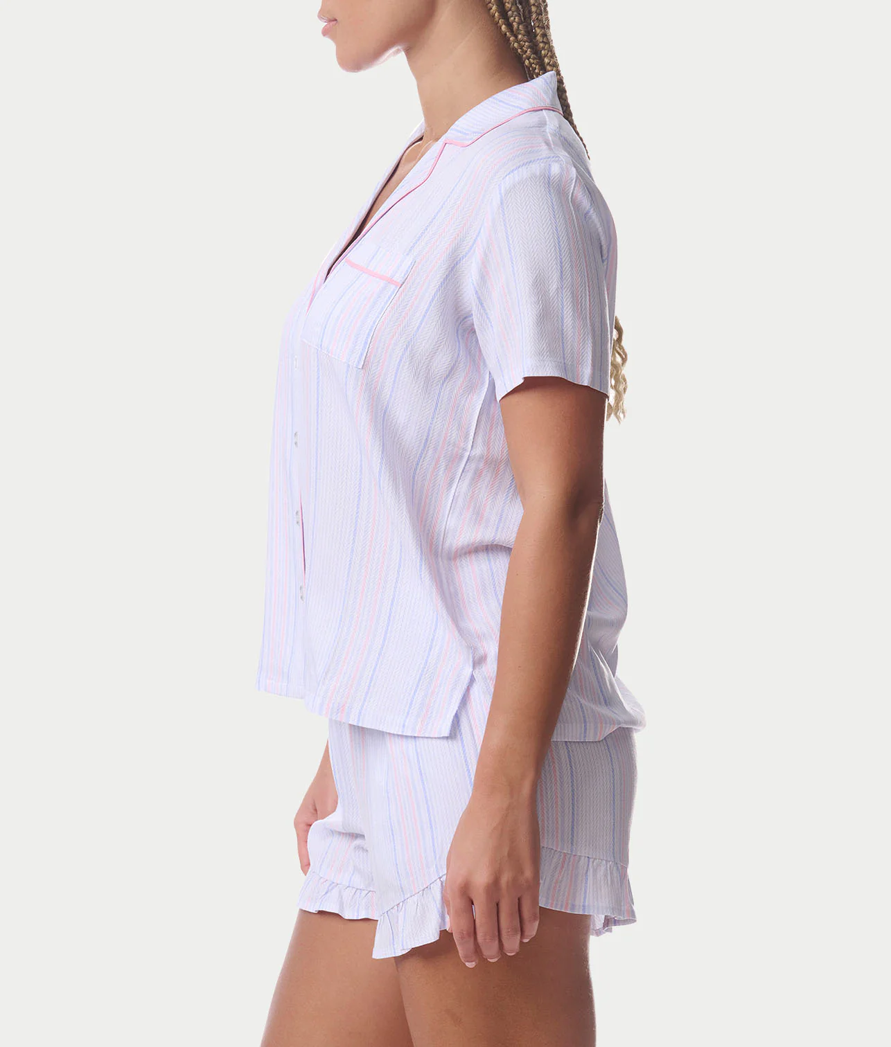 Notch Collar Woven Shorts Set - Image 8