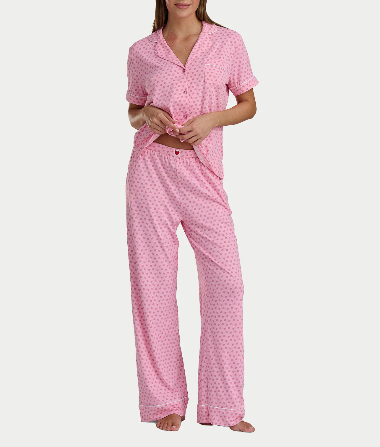Brushed Jersey Knit Short Sleeve Top Pajama Set - Image 11