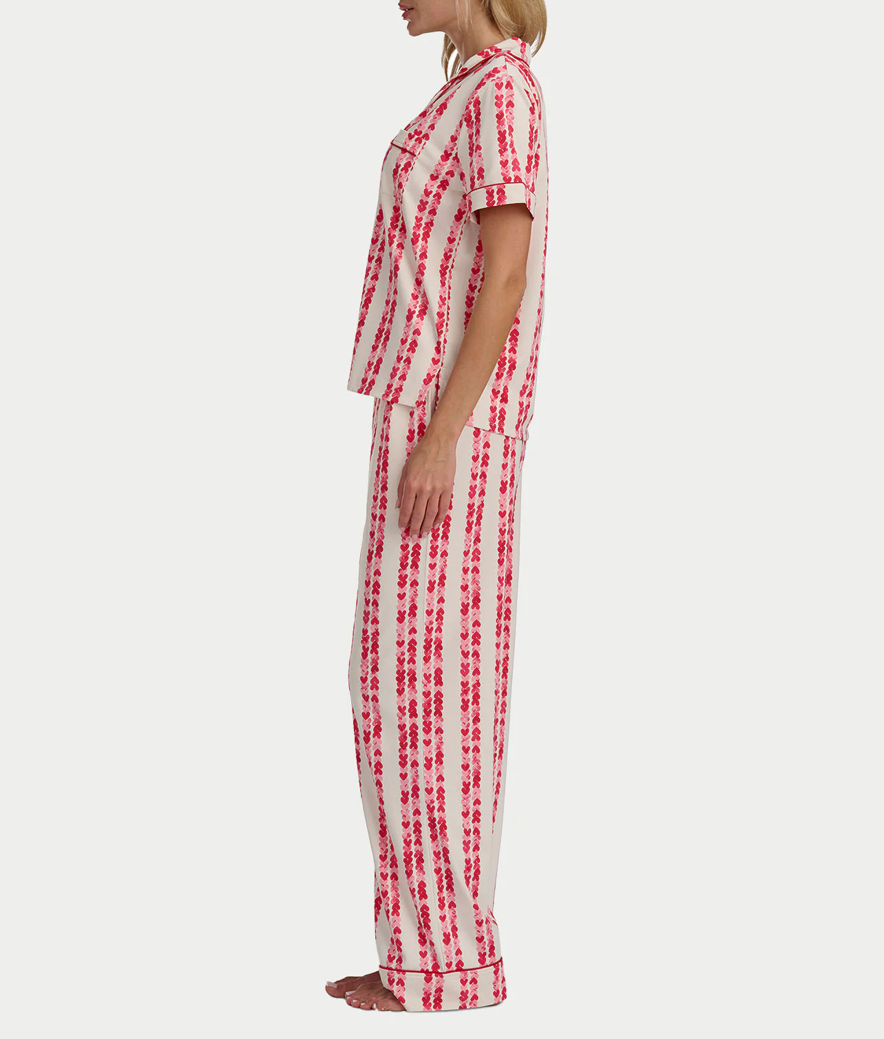 Brushed Jersey Knit Short Sleeve Top Pajama Set - Image 3