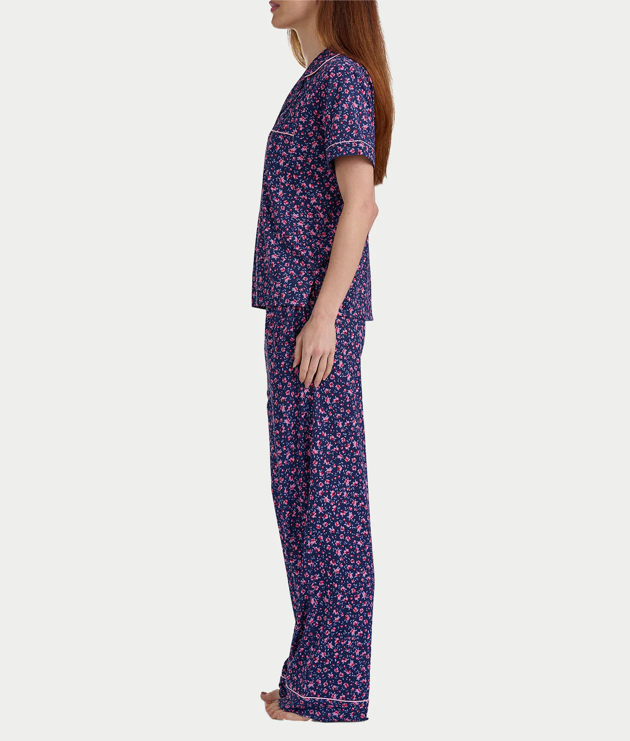 Brushed Jersey Knit Short Sleeve Top Pajama Set - Image 8