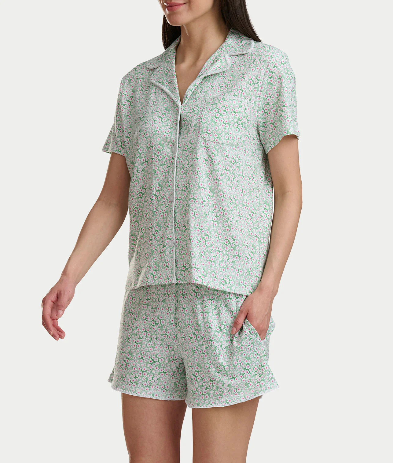 Notch Collar Knit Short Pajama Set - Image 4