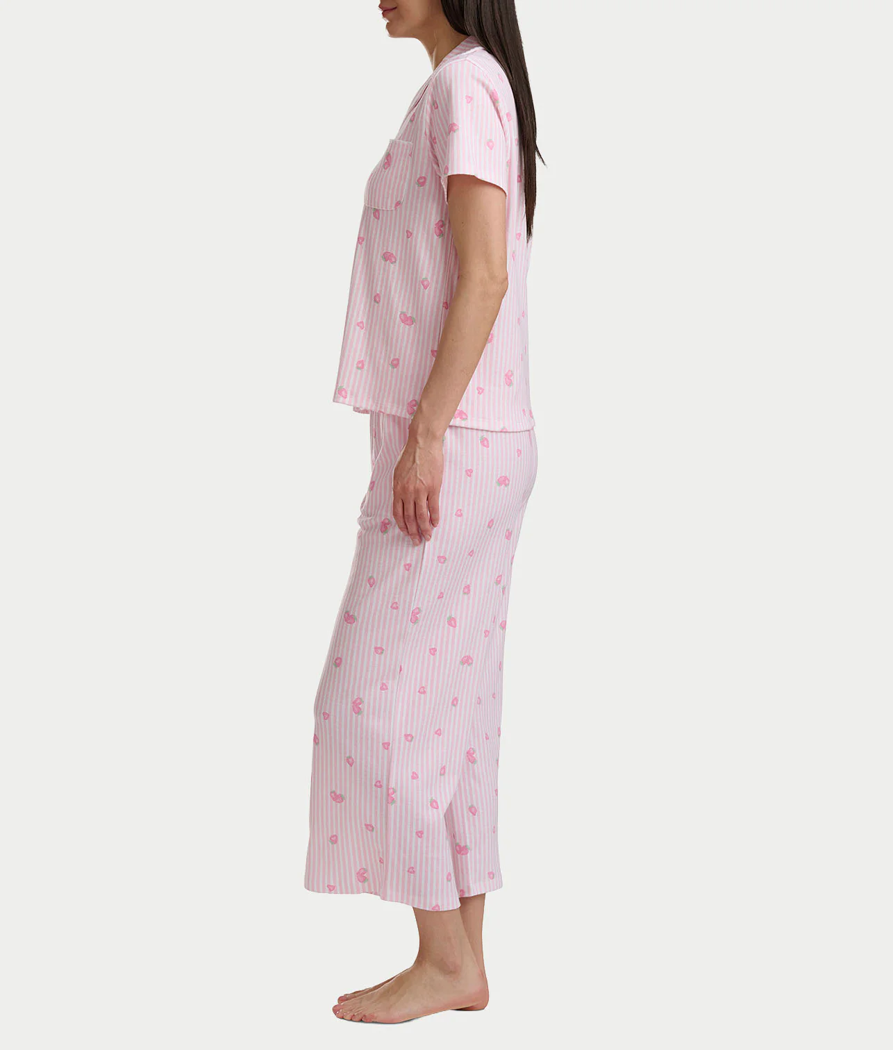 Notch Collar Knit Cropped Pajama Set - Image 3