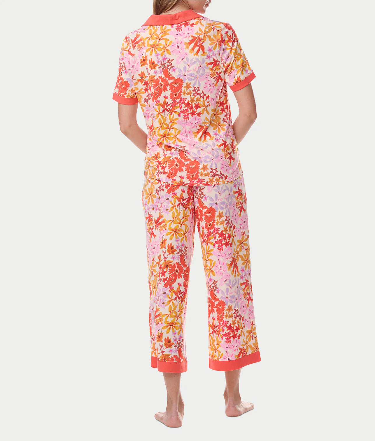 Notch Collar Knit Capri Pajama Set - Image 2