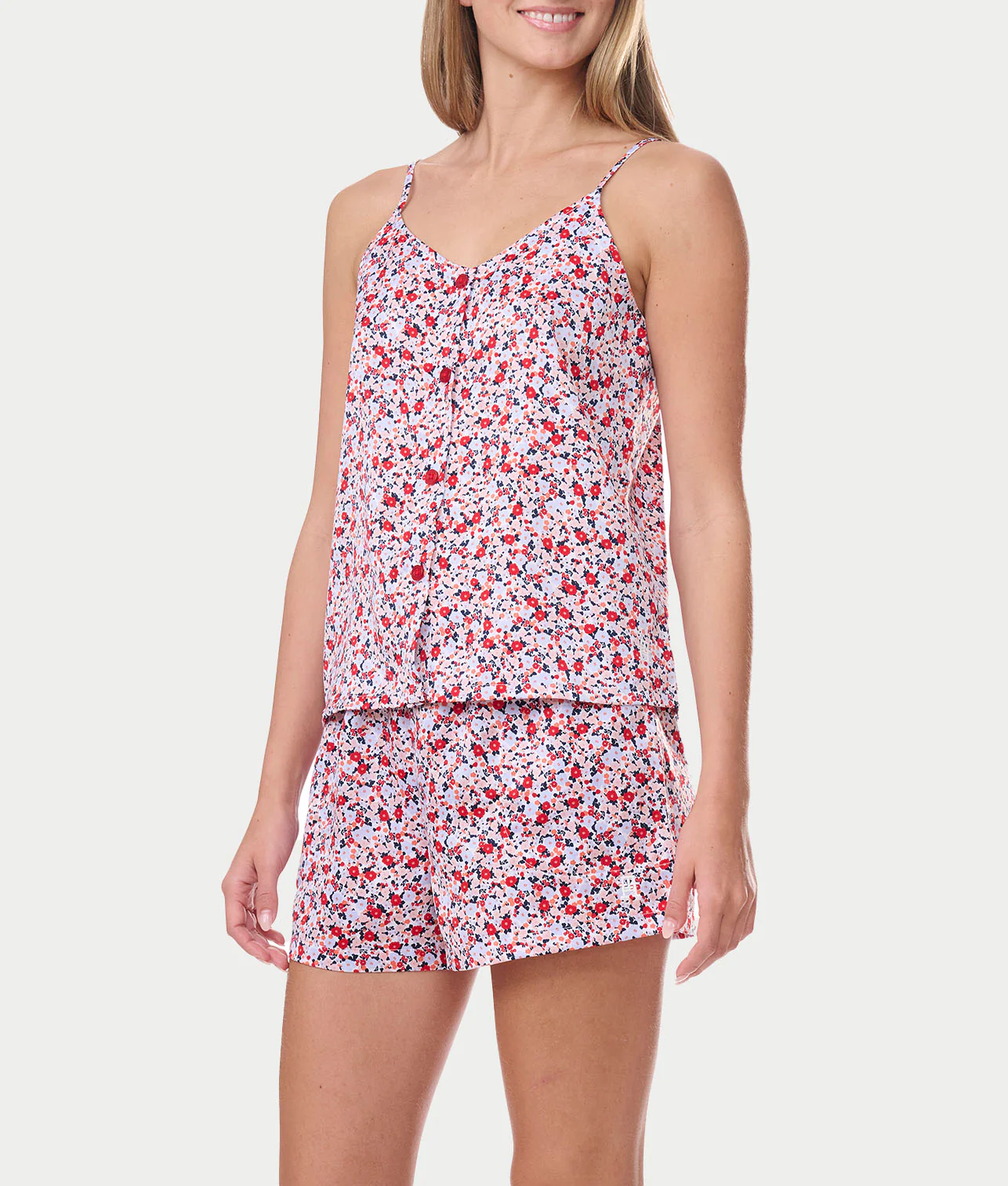 Floral Cami & Boxer Woven Pajama Set - Image 4